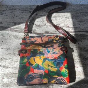 Patricia Nash Francesca Leather Crossbody Bag in the Winter Bloom floral pattern
